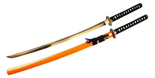 40.75" Gold Carbon Steel Blade Hand Forged Samurai Sword