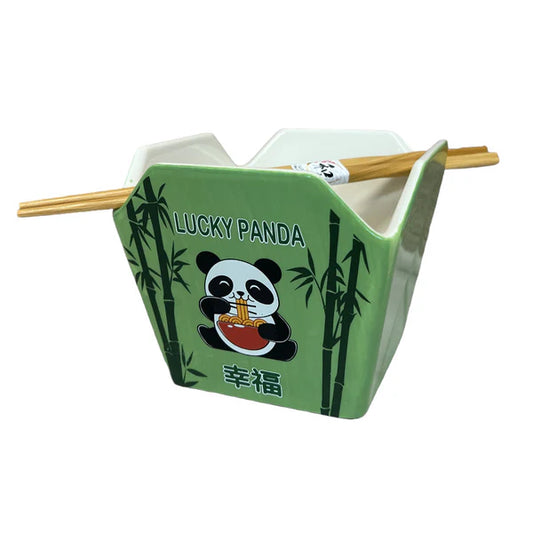 16oz Takeout Box Serving Bowl With Chopsticks Panda