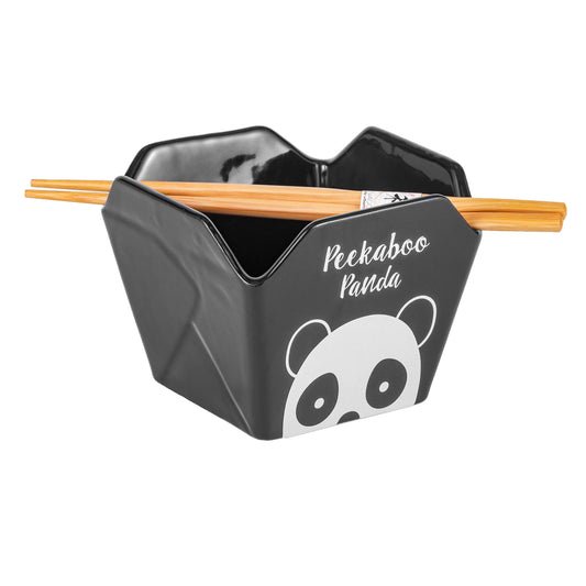 16oz Takeout Box Serving Bowl With Chopsticks Panda