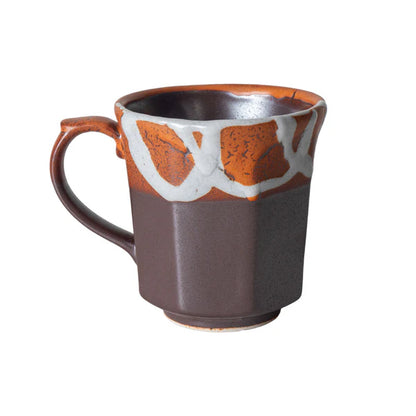 9oz 3.75"H Brown Reactive Glaze Octagon Mug JP