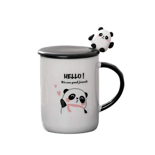 13oz Hello Panda Mug With Lid and Spoon