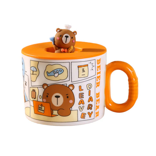 12oz Comic Book Bear Mug With Lid