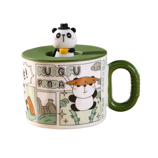 12oz Comic Book Panda Mug With Lid