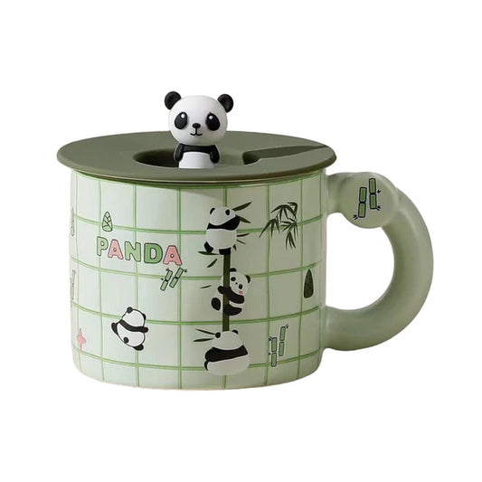 14oz Panda Mug With Lid and Spoon