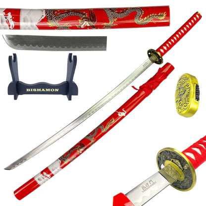 42.5" Samurai Sword Dragon Scabbard W/Stand
